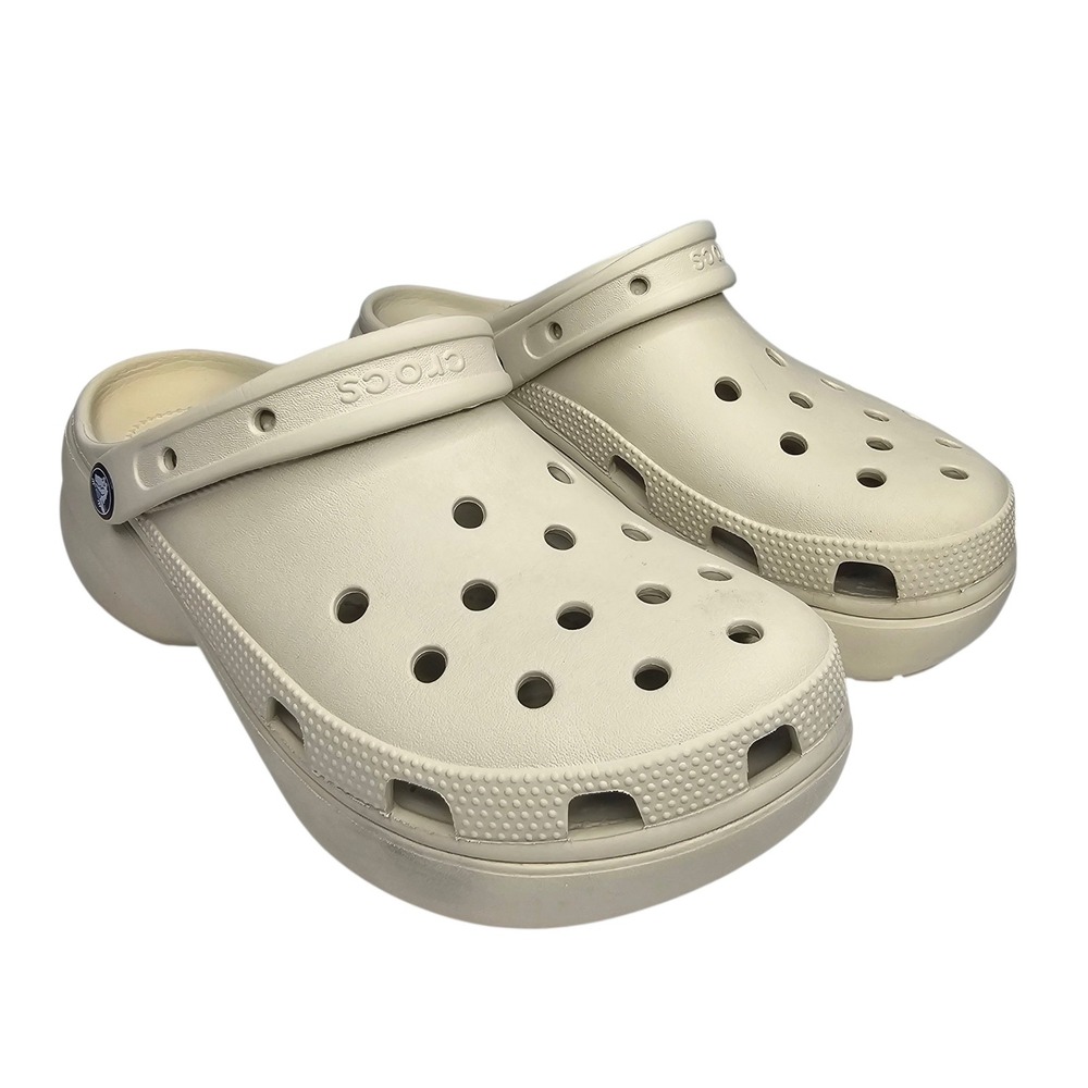 Crocs Classic Crush Women 11 Bone Platform Clog Sandal 207521-284